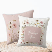Boho Fairy Blush Wildflower Meisje Kwekerij Monogr Kussen