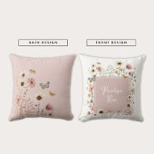 Boho Fairy Blush Wildflower Meisje Kwekerij Monogr Kussen