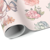 Boho Fairy Eerste Meisje's 1e Verjaardag Cadeaupapier (Rol Hoek)