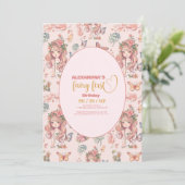 Boho Fairy Eerste Meisje's 1e Verjaardag Kaart (Staand voorkant)