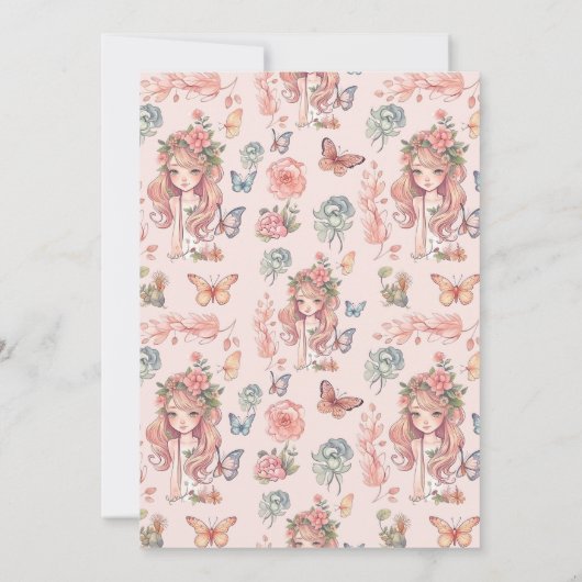 Boho Fairy Eerste Meisje's 1e Verjaardag Kaart (Achterkant)