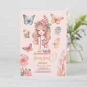 Boho Fairy Eerste Meisje's 1e Verjaardag Kaart (Staand voorkant)