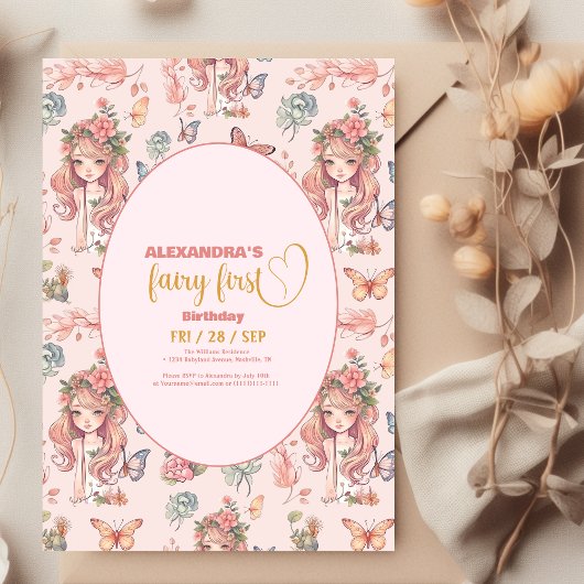 Boho Fairy Eerste Meisje's 1e Verjaardag Kaart