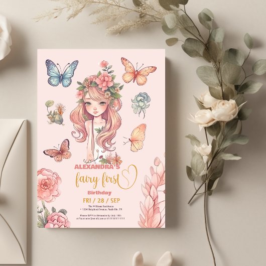 Boho Fairy Eerste Meisje's 1e Verjaardag Kaart