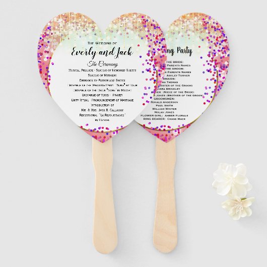 Boho Fairy Lights Mason Jar Roze Paarse Goud Handwaaier (Voorkant en achterkant)