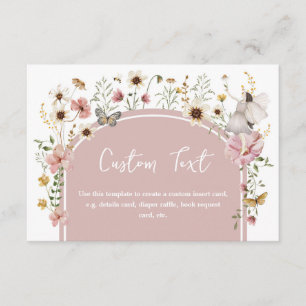 Boho Fairy Pink Wildflower Aangepaste tekst Informatiekaartje