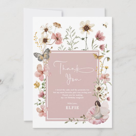 Boho Fairy Wildflower Garden Meisje Verjaardag Bedankkaart (Voorkant)