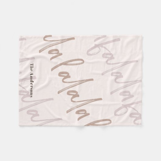 Boho Falala Script Pink & Brown Fleece Deken (Voorkant (Horizontaal))