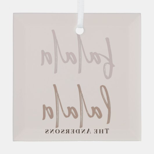 Boho Falala Script Pink & Brown Holiday Glas Ornament (Achterkant)
