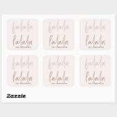 Boho Falala Script Pink & Brown Holiday Vierkante Sticker (Vel)