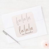 Boho Falala Script Pink & Brown Holiday Vierkante Sticker (Envelop)