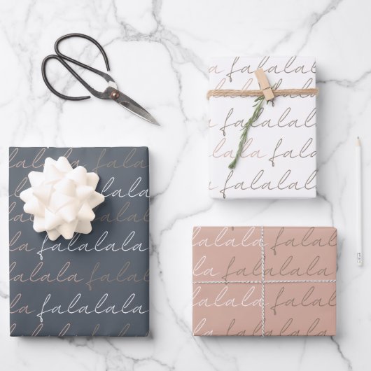 Boho Falalala Gray en Roze papierbladen Inpakpapier Vel (Voorkant)