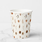 Boho Fall Floral Baby Shower  Papieren Bekers (Rechts)