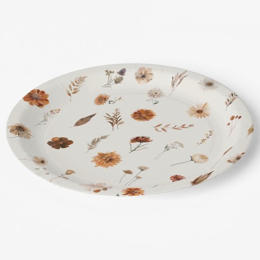 Boho Fall Floral Baby Shower  Papieren Bordje (Gekanteld)