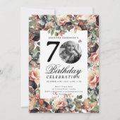 Boho Fall Floral Garden Photo 70th Birthday Kaart (Voorkant)