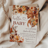 Boho Fall Floral Hello Baby Baby Shower Party Kaart