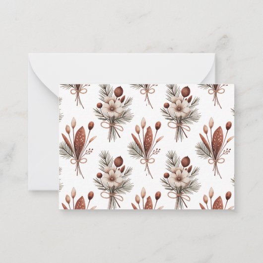 Boho Fall Floral Monogramm  Notitiekaartje (Achterkant)