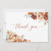 Boho Fall Floral Pumpkin Baby Shower  Bedankkaart (Voorkant)
