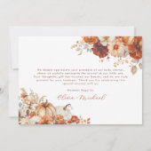 Boho Fall Floral Pumpkin Baby Shower  Bedankkaart (Achterkant)
