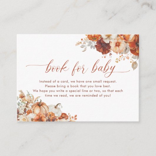 Boho Fall Floral Pumpkin Baby Shower Book Request Informatiekaartje (Voorkant)