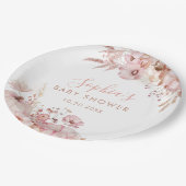 Boho Fall Floral Pumpkin Baby Shower Papieren Bordje (Gekanteld)