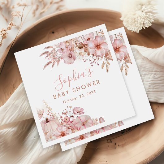 Boho Fall Floral Pumpkin Baby Shower  Servet