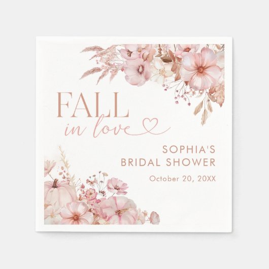 Boho Fall Floral Pumpkin Bridal Shower Servet (Voorkant)