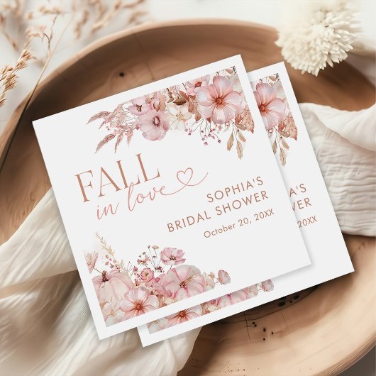 Boho Fall Floral Pumpkin Bridal Shower Servet
