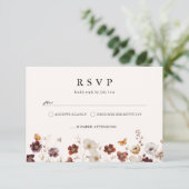 Boho Fall Florals Butterfly Wedding RSVP Kaartje (Staand voorkant)