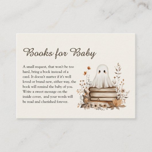 Boho Fall Ghost Baby Shower Books for Baby Informatiekaartje (Voorkant)