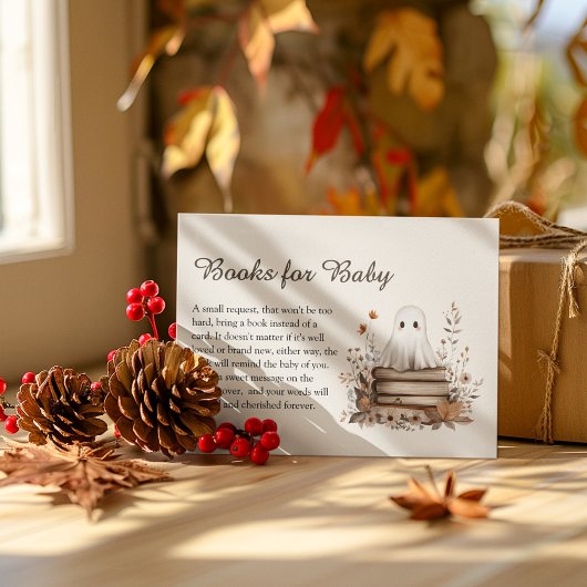 Boho Fall Ghost Baby Shower Books for Baby Informatiekaartje