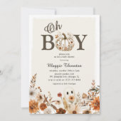Boho Fall Ghost Floral Halloween Boy Baby Shower  Kaart (Voorkant)