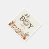 Boho Fall Ghost Floral Oh Boy Baby Shower  Servet (Hoek)