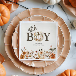 Boho Fall Ghost Floral Oh Boy Baby Shower  Servet