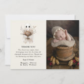 Boho Fall Ghost Wildflower Baby Shower  Bedankkaart (Voorkant)