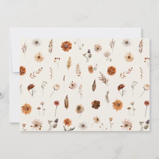 Boho Fall Ghost Wildflower Baby Shower  Bedankkaart (Achterkant)