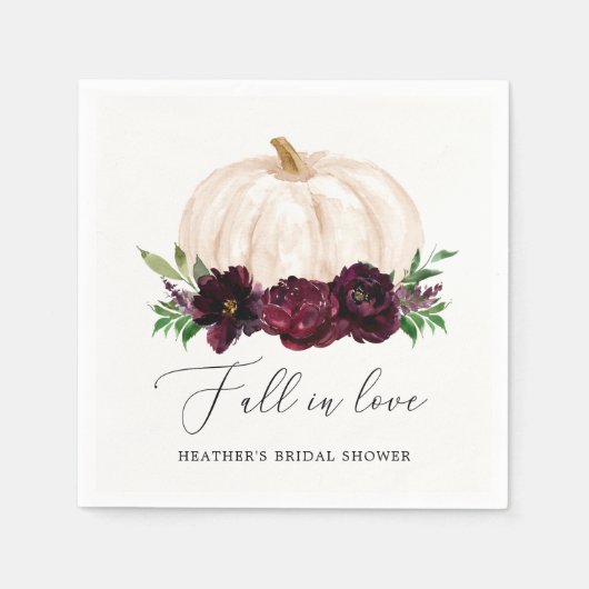 Boho Fall In Love Bloemen Pompoen Bruiloftsfeest Servet (Voorkant)