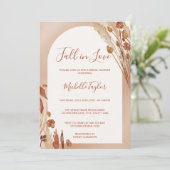 Boho Fall in Love Boog Terracota Bruidsmeisje Fees Kaart (Staand voorkant)