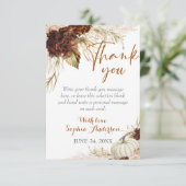 Boho Fall In Love Flora Gebrande Sinaasappel Bruid Bedankkaart (Staand voorkant)