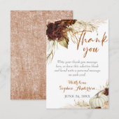 Boho Fall In Love Flora Gebrande Sinaasappel Bruil Bedankkaart (Voorkant / Achterkant)