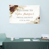 Boho Fall In Love Flora Verbrand Oranje Bruidsfees Spandoek (Beurs)