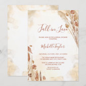 Boho Fall in Love Sephia Bruidsdouche Uitnodiging (Voorkant / Achterkant)