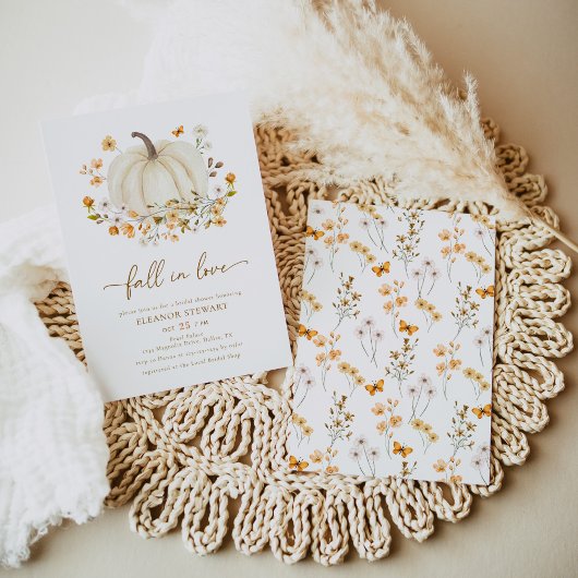 Boho Fall In Love Wilde Bloem Pompoen Bruidsmeisje Kaart