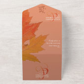 Boho Fall Leaves Burnt Orange Fall in Love Wedding All In One Uitnodiging (Buitenkant)