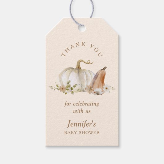 Boho Fall Pumpkin Baby Shower Bedankt Cadeaulabel (Voorkant)