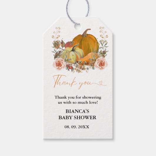 Boho Fall pumpkin bedank je baby shower Cadeaulabel (Voorkant)