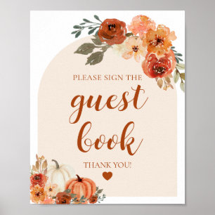 Boho Fall Pumpkin Please Onderteken Ons Gastenboek Poster
