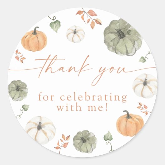 Boho Fall Pumpkin Thank You Favor Sticker (Voorkant)