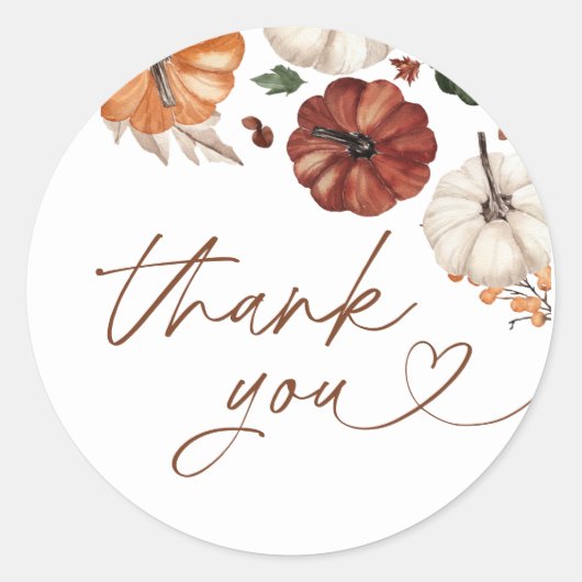 Boho Fall Pumpkin Thank You Favor Sticker (Voorkant)