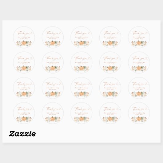 Boho Fall Pumpkin Thank You Favor Sticker (Vel)